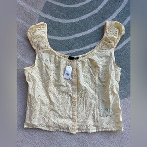 GAP Women's Soft Yellow Eyelet Top